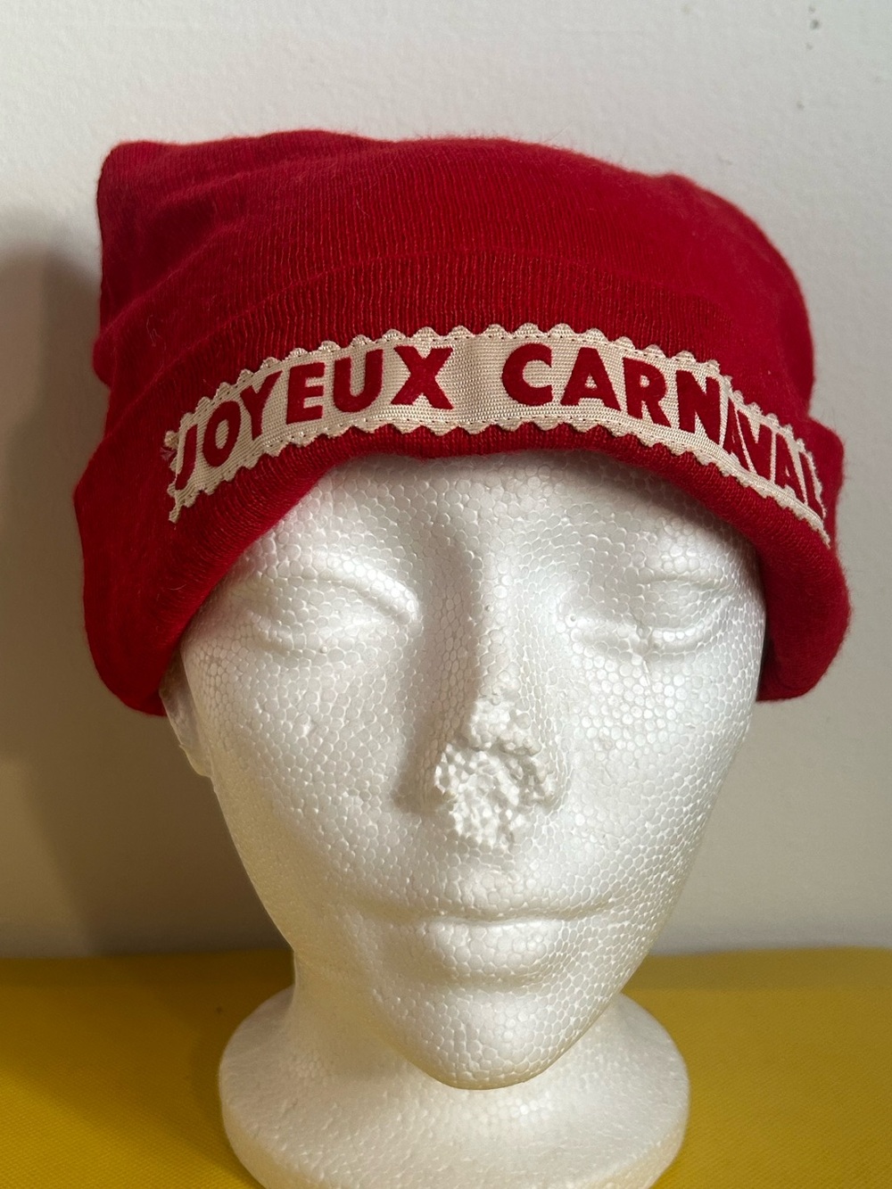 Vintage Joyeux Carnaval Quebec Toque Winter Hat Red Tassel Souvenir Canada